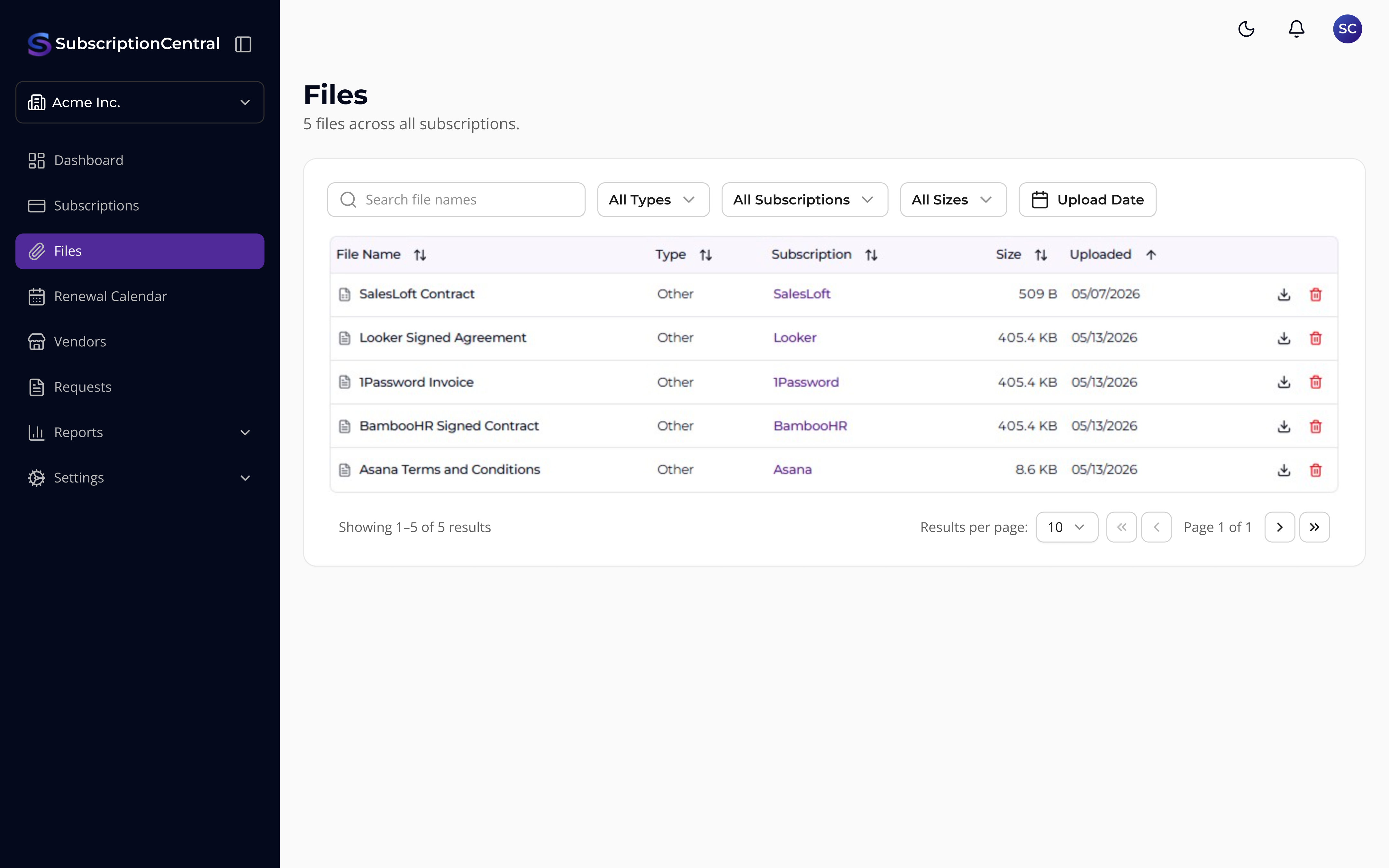 Store Contracts and Invoices — Subscription Central